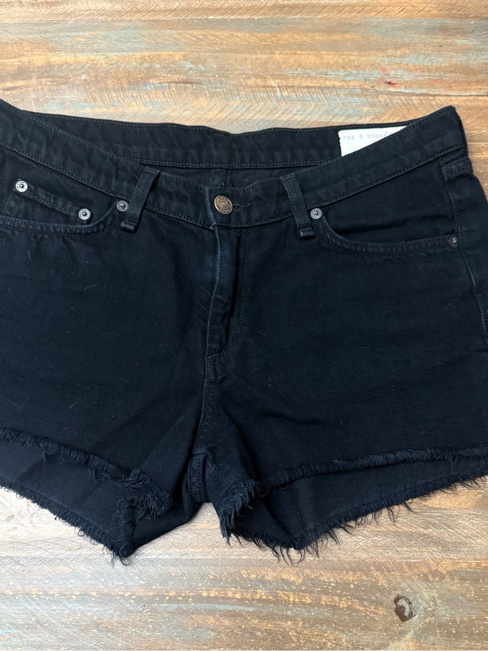 rag & bone Black Denim Cutoff Shorts